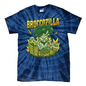 Broccozilla Giant Broccoli Attacking City Tie-Dye T-Shirt