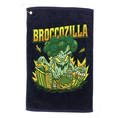 Broccozilla Giant Broccoli Attacking City Golf Towel