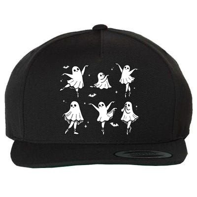 Ballet Ghost Ballet Dancer Spooky Dance Halloween Wool Snapback Cap