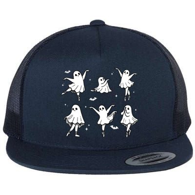 Ballet Ghost Ballet Dancer Spooky Dance Halloween Flat Bill Trucker Hat