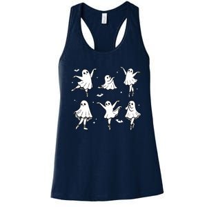 Ballet Ghost Ballet Dancer Spooky Dance Halloween Women's Racerback Tank