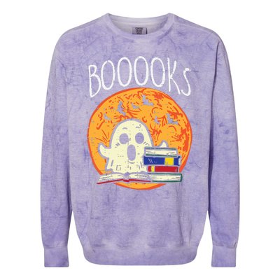 Books Ghost Boooks Halloween Reading Librarian Teacher Book Colorblast Crewneck Sweatshirt