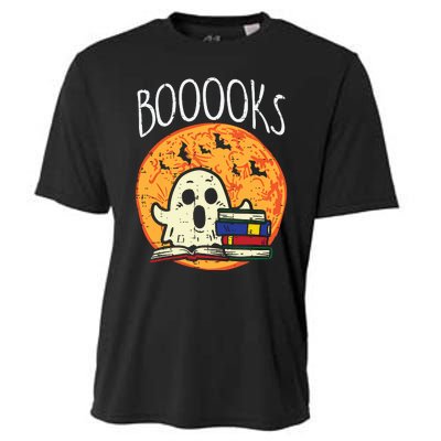 Books Ghost Boooks Halloween Reading Librarian Teacher Book Cooling Performance Crew T-Shirt