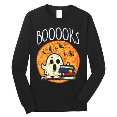 Books Ghost Boooks Halloween Reading Librarian Teacher Book Long Sleeve Shirt