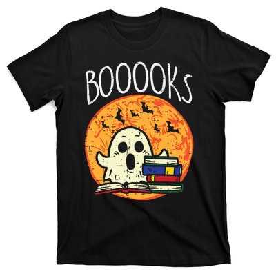 Books Ghost Boooks Halloween Reading Librarian Teacher Book T-Shirt