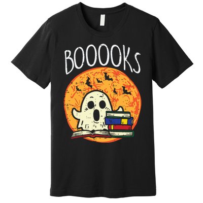 Books Ghost Boooks Halloween Reading Librarian Teacher Book Premium T-Shirt