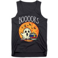 Books Ghost Boooks Halloween Reading Librarian Teacher Book Tank Top