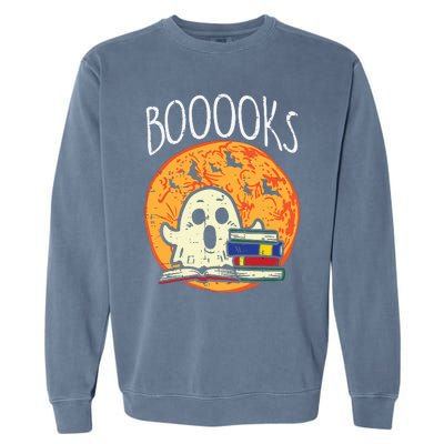 Books Ghost Boooks Halloween Reading Librarian Teacher Book Garment-Dyed Sweatshirt