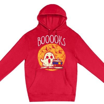 Books Ghost Boooks Halloween Reading Librarian Teacher Book Premium Pullover Hoodie