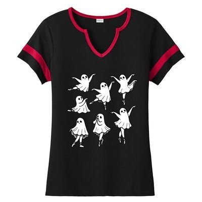 Ballet Ghost Ballet Dancer Spooky Dance Teacher Halloween Ladies Halftime Notch Neck Tee