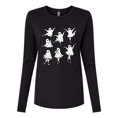 Ballet Ghost Ballet Dancer Spooky Dance Teacher Halloween Womens Cotton Relaxed Long Sleeve T-Shirt