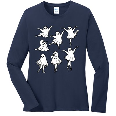 Ballet Ghost Ballet Dancer Spooky Dance Teacher Halloween Ladies Long Sleeve Shirt