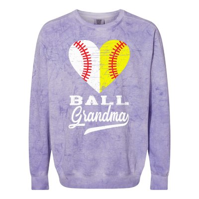 Ball Grandma Baseball Softball Heart Sport Lover Funny Gifts Colorblast Crewneck Sweatshirt