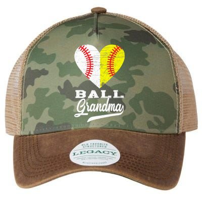 Ball Grandma Baseball Softball Heart Sport Lover Funny Gifts Legacy Tie Dye Trucker Hat