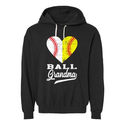 Ball Grandma Baseball Softball Heart Sport Lover Funny Gifts Garment-Dyed Fleece Hoodie