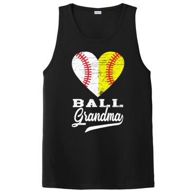 Ball Grandma Baseball Softball Heart Sport Lover Funny Gifts PosiCharge Competitor Tank