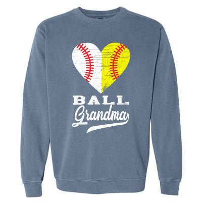 Ball Grandma Baseball Softball Heart Sport Lover Funny Gifts Garment-Dyed Sweatshirt