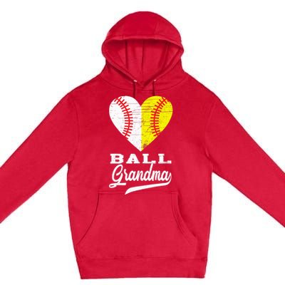 Ball Grandma Baseball Softball Heart Sport Lover Funny Gifts Premium Pullover Hoodie