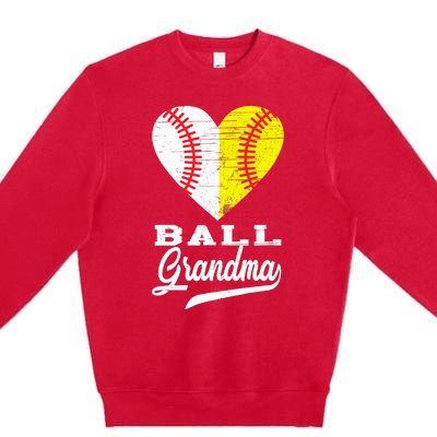 Ball Grandma Baseball Softball Heart Sport Lover Funny Gifts Premium Crewneck Sweatshirt