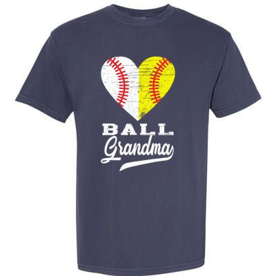 Ball Grandma Baseball Softball Heart Sport Lover Funny Gifts Garment-Dyed Heavyweight T-Shirt