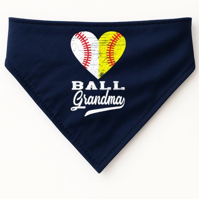 Ball Grandma Baseball Softball Heart Sport Lover Funny Gifts USA-Made Doggie Bandana