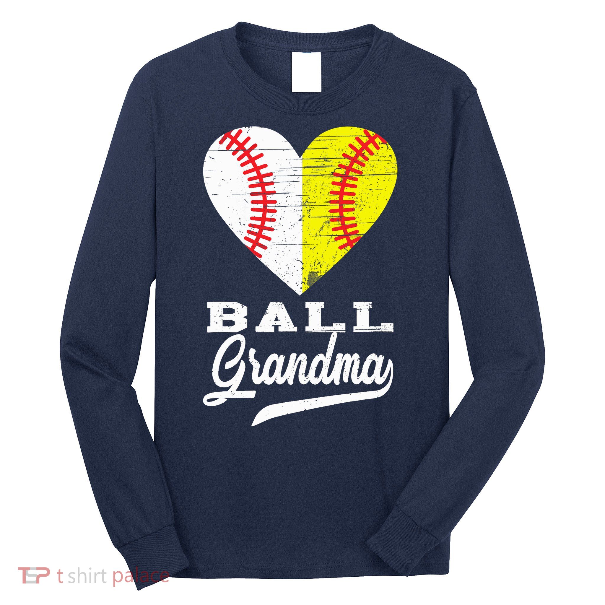Ball Grandma Baseball Softball Heart Sport Lover Funny Gifts Long Sleeve Shirt