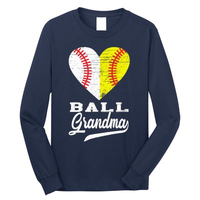 Ball Grandma Baseball Softball Heart Sport Lover Funny Gifts Long Sleeve Shirt