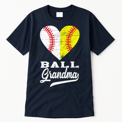 Ball Grandma Baseball Softball Heart Sport Lover Funny Gifts Tall T-Shirt