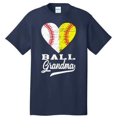 Ball Grandma Baseball Softball Heart Sport Lover Funny Gifts Tall T-Shirt