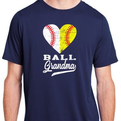 Ball Grandma Baseball Softball Heart Sport Lover Funny Gifts Adult ChromaSoft Performance T-Shirt