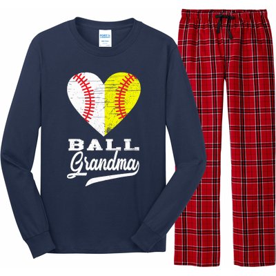 Ball Grandma Baseball Softball Heart Sport Lover Funny Gifts Long Sleeve Pajama Set