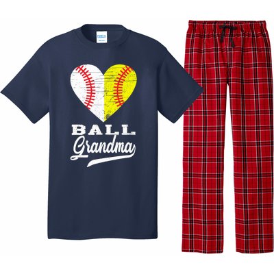 Ball Grandma Baseball Softball Heart Sport Lover Funny Gifts Pajama Set