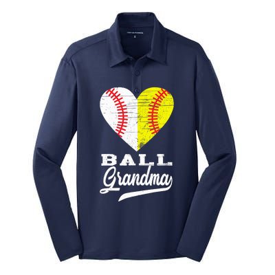 Ball Grandma Baseball Softball Heart Sport Lover Funny Gifts Silk Touch Performance Long Sleeve Polo