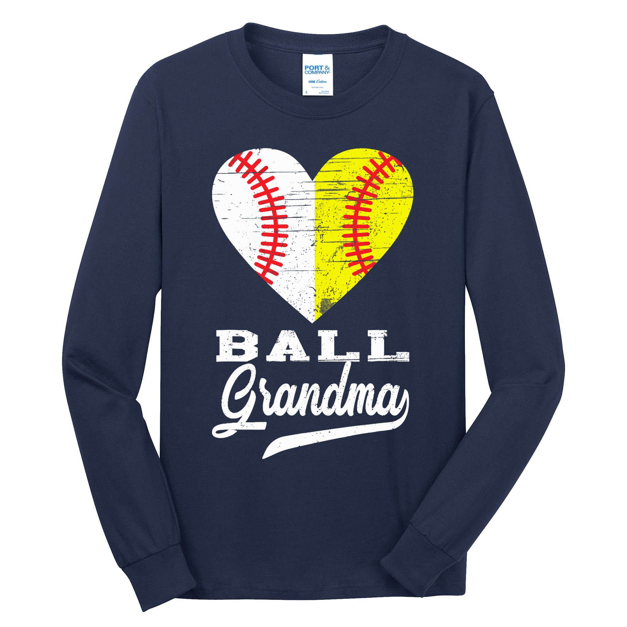 Ball Grandma Baseball Softball Heart Sport Lover Funny Gifts Tall Long Sleeve T-Shirt
