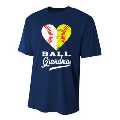 Ball Grandma Baseball Softball Heart Sport Lover Funny Gifts Performance Sprint T-Shirt