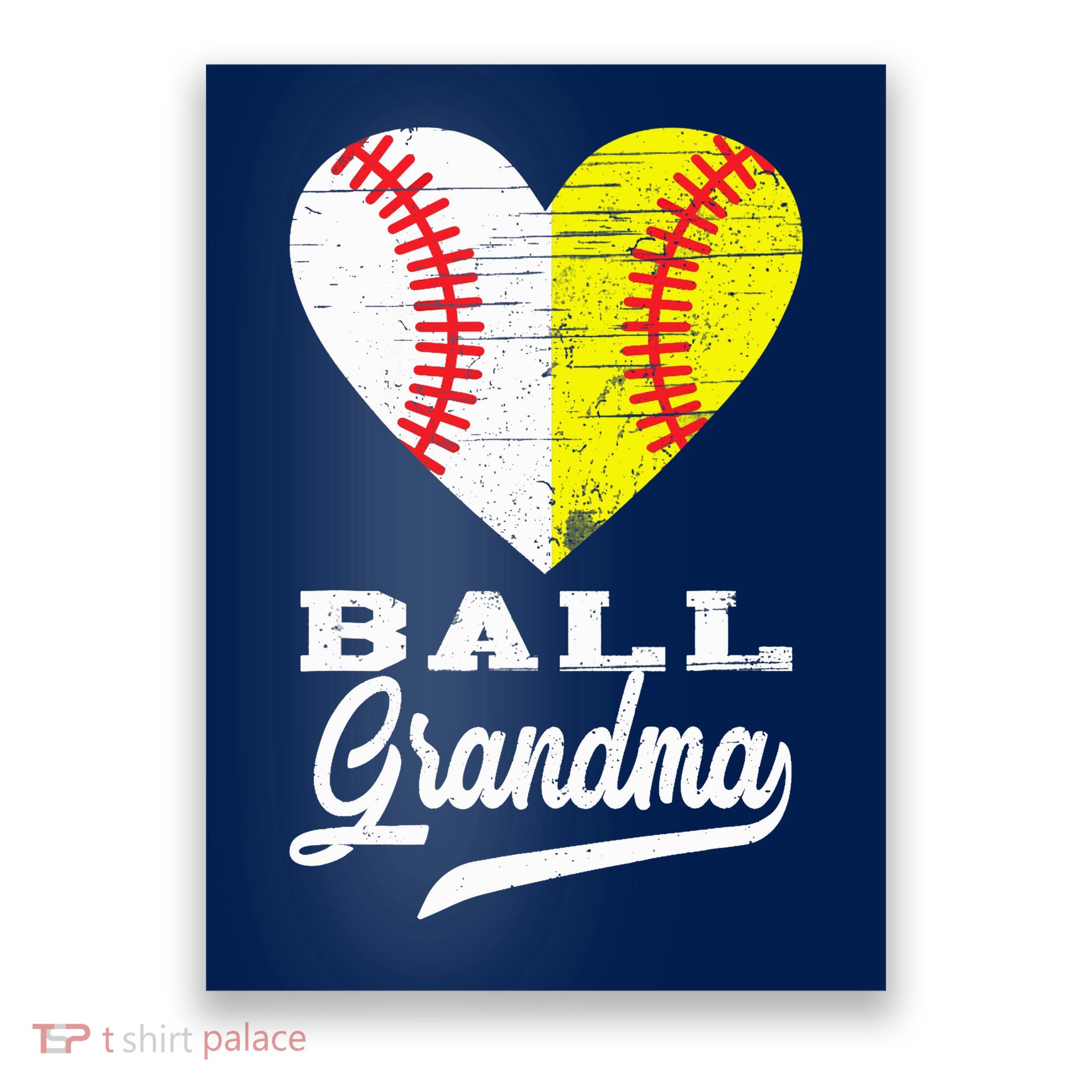 Ball Grandma Baseball Softball Heart Sport Lover Funny Gifts Poster