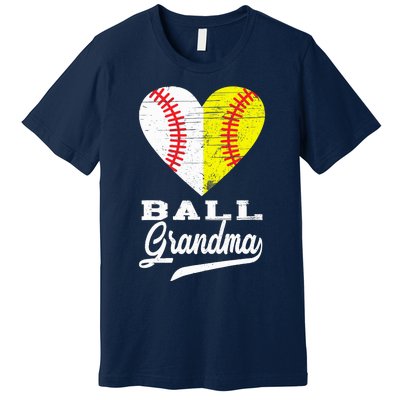 Ball Grandma Baseball Softball Heart Sport Lover Funny Gifts Premium T-Shirt