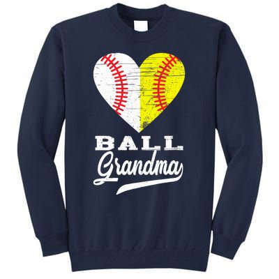 Ball Grandma Baseball Softball Heart Sport Lover Funny Gifts Tall Sweatshirt