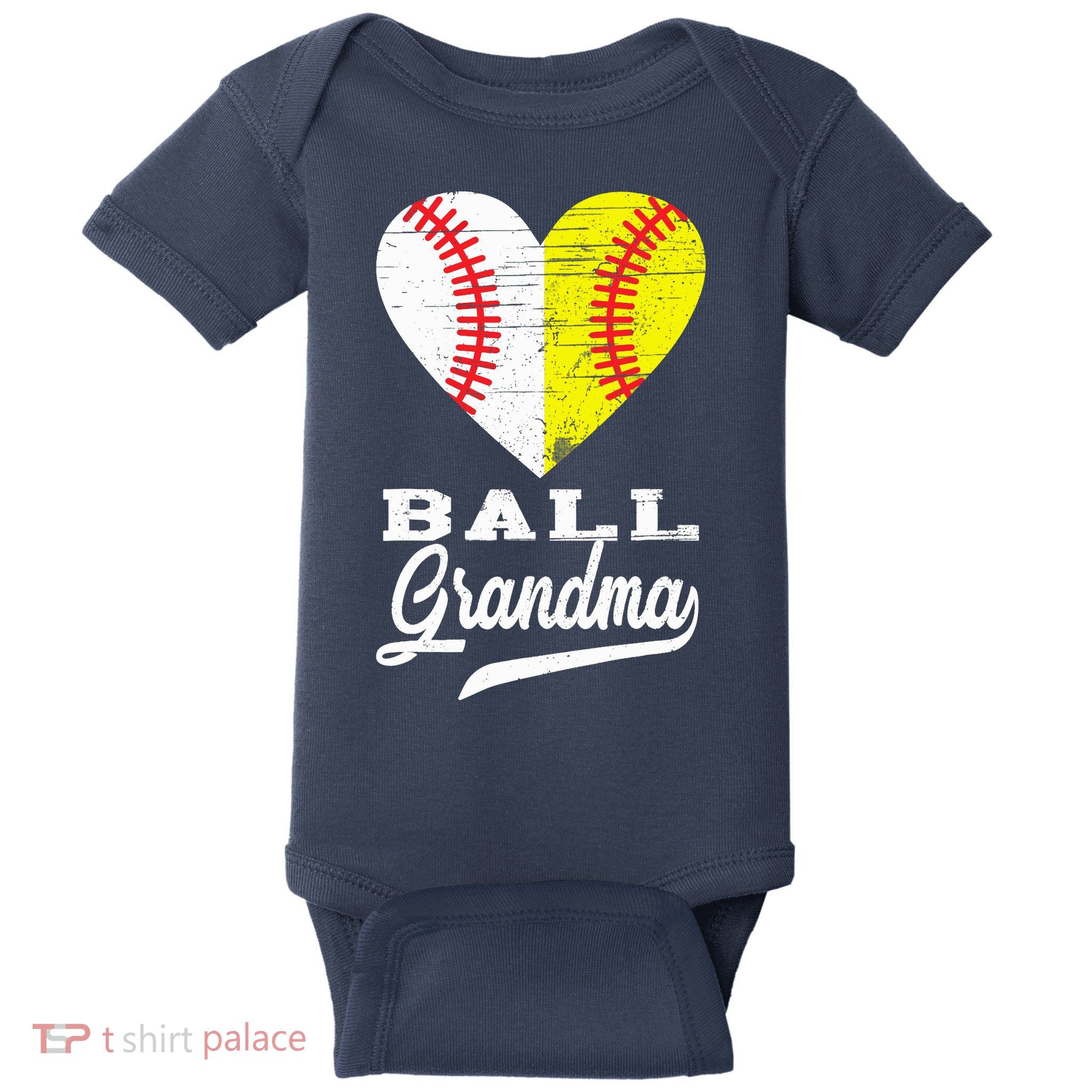 Ball Grandma Baseball Softball Heart Sport Lover Funny Gifts Baby Bodysuit