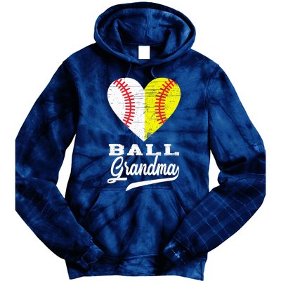 Ball Grandma Baseball Softball Heart Sport Lover Funny Gifts Tie Dye Hoodie