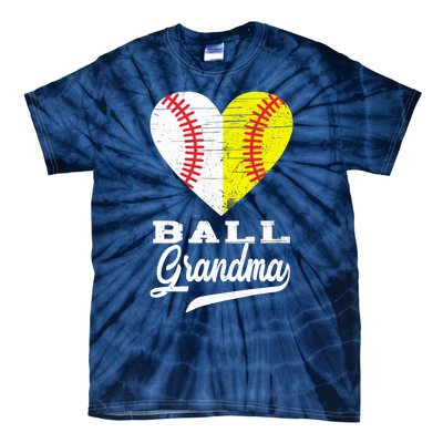 Ball Grandma Baseball Softball Heart Sport Lover Funny Gifts Tie-Dye T-Shirt