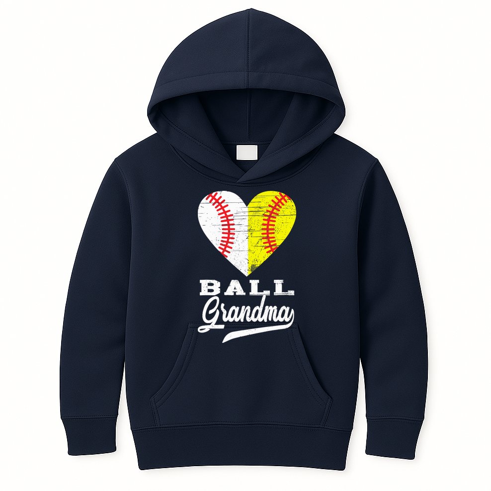 Ball Grandma Baseball Softball Heart Sport Lover Funny Gifts Kids Hoodie