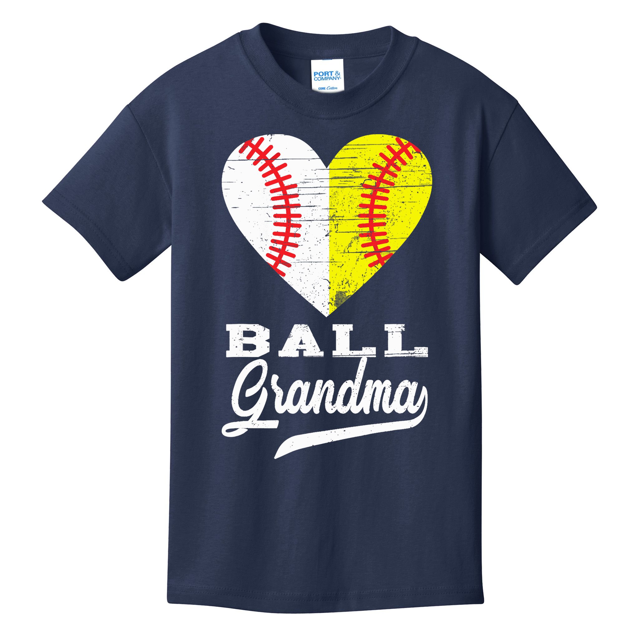 Ball Grandma Baseball Softball Heart Sport Lover Funny Gifts Kids T-Shirt