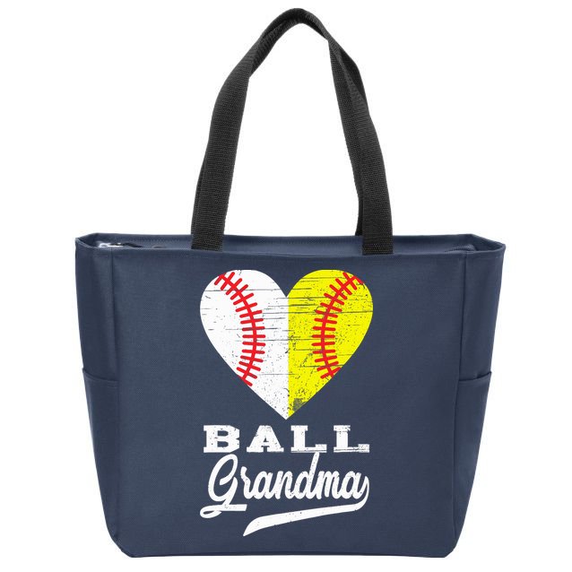 Ball Grandma Baseball Softball Heart Sport Lover Funny Gifts Zip Tote Bag