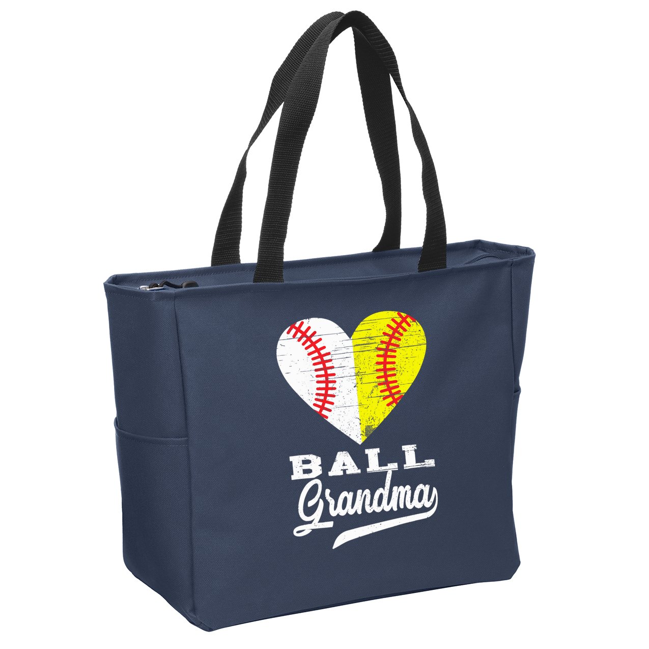Ball Grandma Baseball Softball Heart Sport Lover Funny Gifts Zip Tote Bag