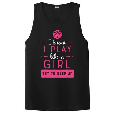 Basketball -Girl Basketball Gift- Play Like a Girl PosiCharge Competitor Tank