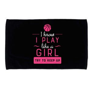 Basketball -Girl Basketball Gift- Play Like a Girl Microfiber Hand Towel