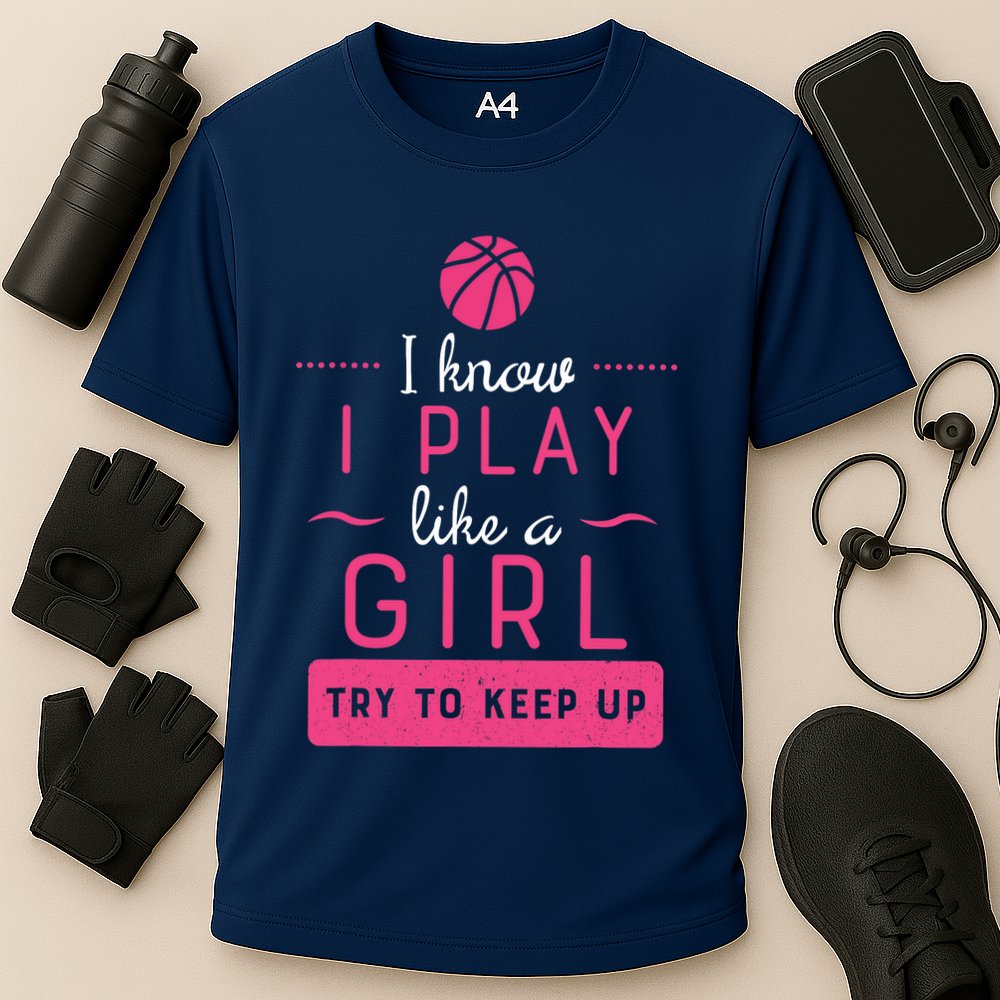 Basketball -Girl Basketball Gift- Play Like a Girl Cooling Performance Crew T-Shirt