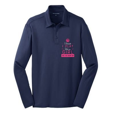 Basketball -Girl Basketball Gift- Play Like a Girl Silk Touch Performance Long Sleeve Polo