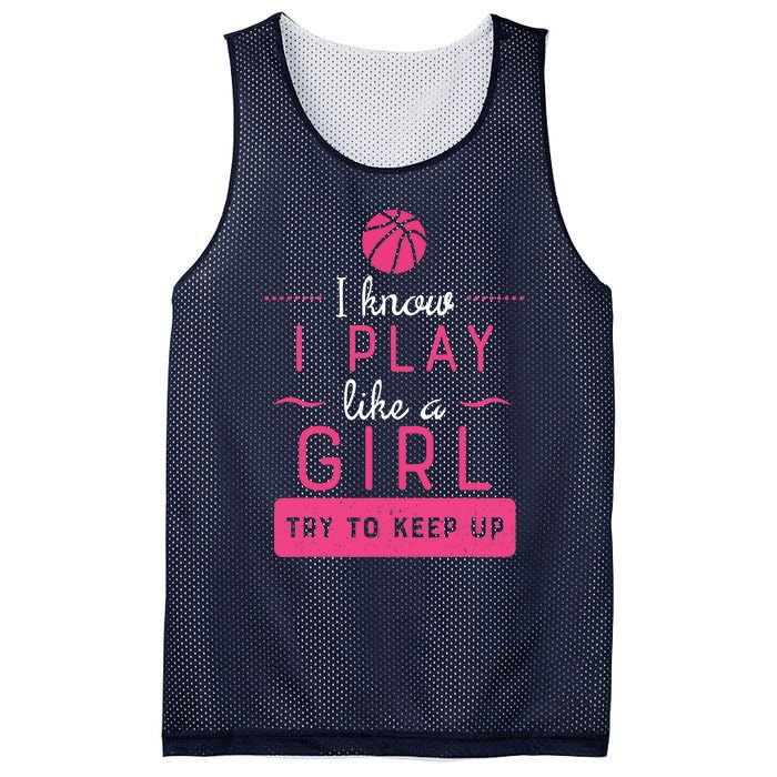 Basketball -Girl Basketball Gift- Play Like a Girl Mesh Reversible Basketball Jersey Tank